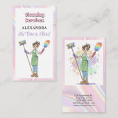 House Cleaning Lady Maid Service Modern Visitekaartje (Voorkant / Achterkant)