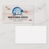 House Cleaning Logo | Achtergrond Wooden Boards Visitekaartje (Voorkant / Achterkant)