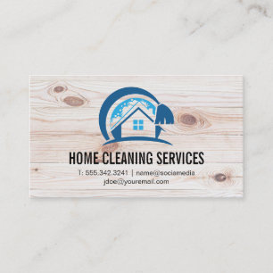 House Cleaning Logo Achtergrond Wooden Boards Visitekaartje