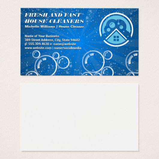 House Cleaning Logo | Bubbles Visitekaartje (Voorkant /achterkant)