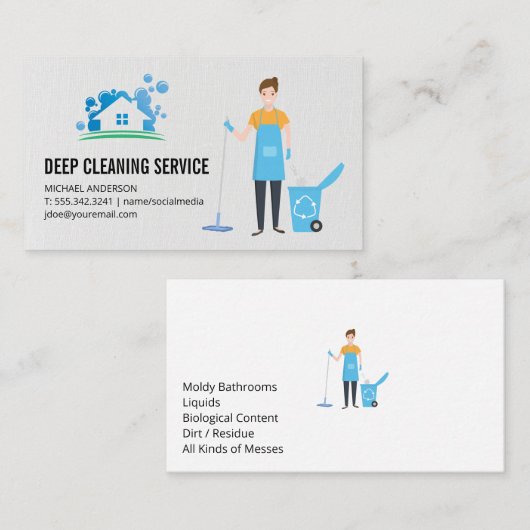 House Cleaning Logo | Cleaner Lady Visitekaartje (Voorkant / Achterkant)