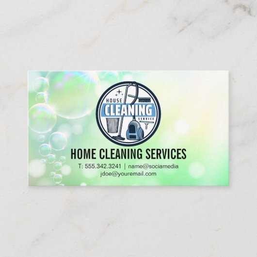 House Cleaning Logo | Janitorial Services Visitekaartje (Voorkant)