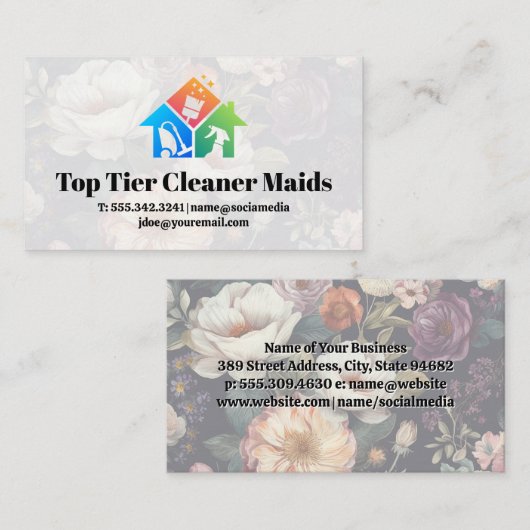 House Cleaning Logo | Korte achtergrond Visitekaartje (Voorkant / Achterkant)