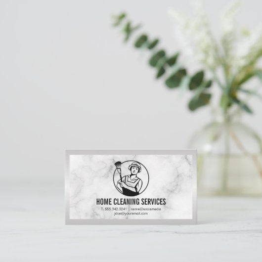 House Cleaning Logo | Marmer | Metaalgrens Visitekaartje