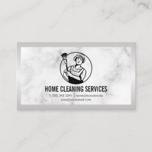House Cleaning Logo Marmer Metaalgrens Visitekaartje