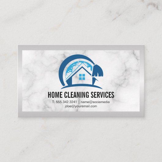 House Cleaning Logo | Marmer Visitekaartje (Voorkant)