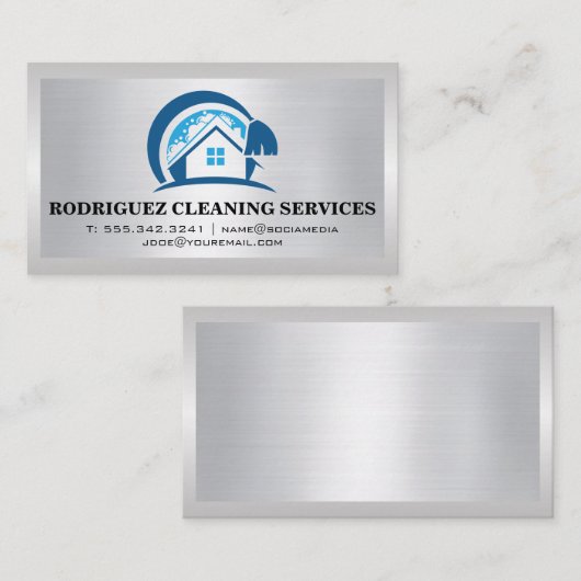 House Cleaning Logo | Staalborstel Visitekaartje (Voorkant / Achterkant)