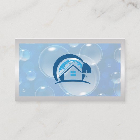House Cleaning Logo | Zeepbellen Visitekaartje (Achterkant)