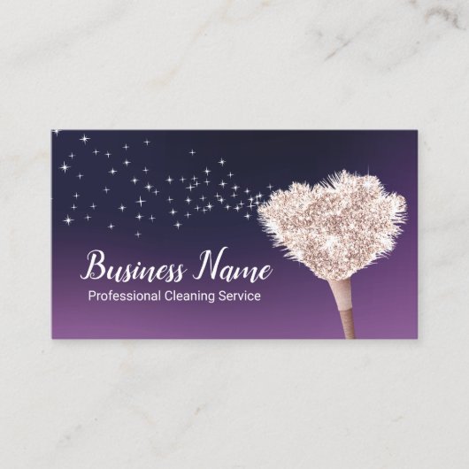 House Cleaning Maid Feather Duster Deep Paars Visitekaartje (Voorkant)