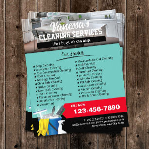 House Cleaning Maid Service Blauwgroen Foto Flyer