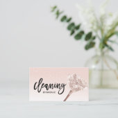 House Cleaning Maid Service Blush Pink Typografie Visitekaartje (Staand voorkant)