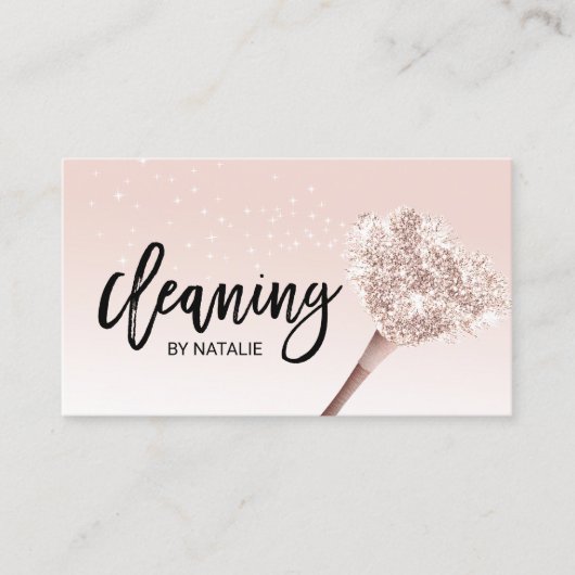 House Cleaning Maid Service Blush Pink Typografie Visitekaartje (Voorkant)