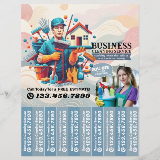 House cleaning Maid Service Flyer Tear Off Strips (Voorkant)