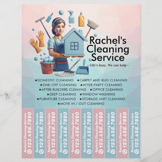 House cleaning Maid Service Flyer Tear Off Strips (Voorkant)