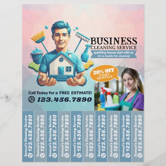 House cleaning Maid Service Flyer Tear Off Strips (Voorkant)