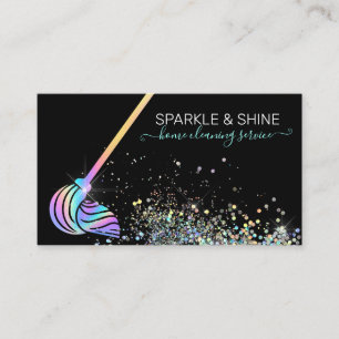 House Cleaning Maid Service Glitter Holographic Visitekaartje