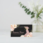 House Cleaning Maid Service Modern Floral Black Visitekaartje (Staand voorkant)
