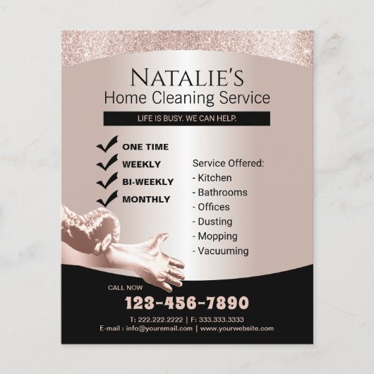 House Cleaning Maid Service Modern Roos Gold Flyer (Voorkant)