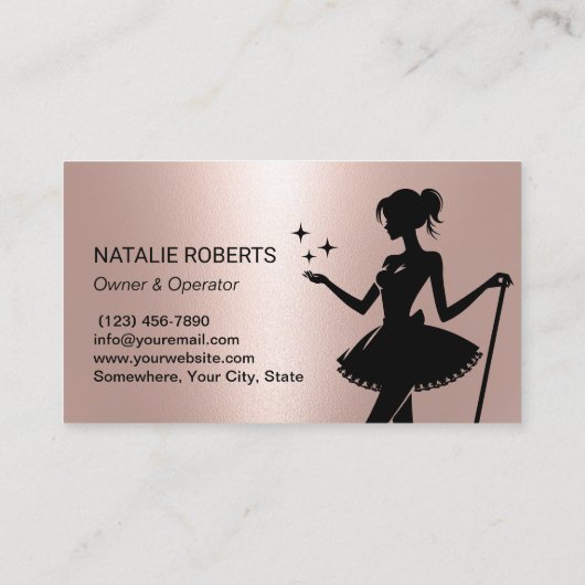 House Cleaning Maid Service Modern Roos Gold Visitekaartje (Achterkant)