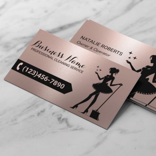 House Cleaning Maid Service Modern Roos Gold Visitekaartje