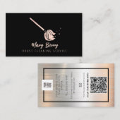 House Cleaning Maid Service Roos Gold Mop Logo Visitekaartje (Voorkant / Achterkant)
