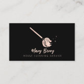 House Cleaning Maid Service Roos Gold Mop Logo Visitekaartje (Voorkant)