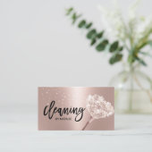 House Cleaning Maid Service Roos Gold Typografie Visitekaartje (Staand voorkant)