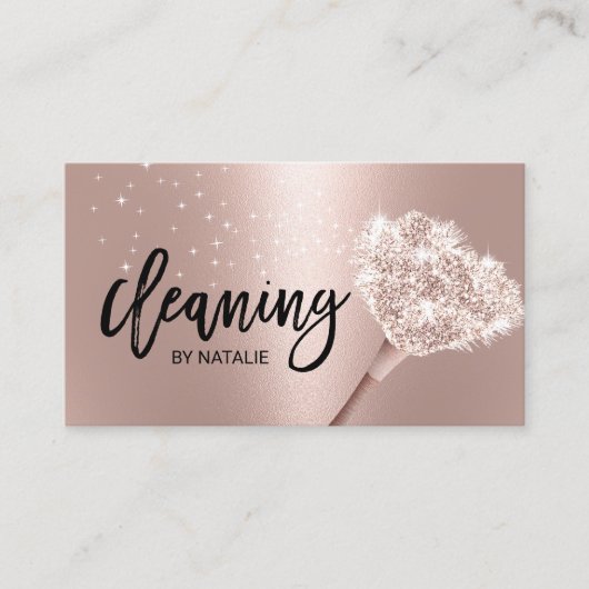 House Cleaning Maid Service Roos Gold Typografie Visitekaartje (Voorkant)