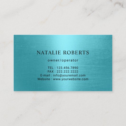 House Cleaning Maid Service Silver Mop Turquoise Visitekaartje (Achterkant)