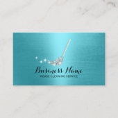 House Cleaning Maid Service Silver Mop Turquoise Visitekaartje (Voorkant)