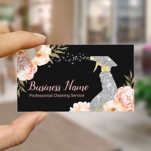 House Cleaning Maid Service Vintage Floral Visitekaartje