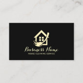House Cleaning Modern Black & Gold Maid Service Visitekaartje (Voorkant)