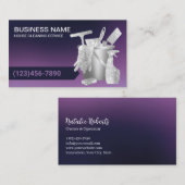 House Cleaning Modern Paars & Silver Maid Service Visitekaartje (Voorkant / Achterkant)