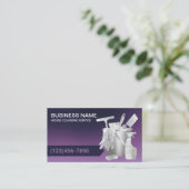 House Cleaning Modern Paars & Silver Maid Service Visitekaartje (Staand voorkant)