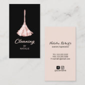 House Cleaning Modern Roos Gold Duster Maid Busine Visitekaartje (Voorkant / Achterkant)