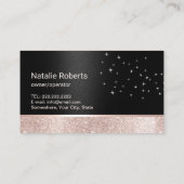 House Cleaning Modern Roos Gold Floral Spray Black Visitekaartje (Achterkant)