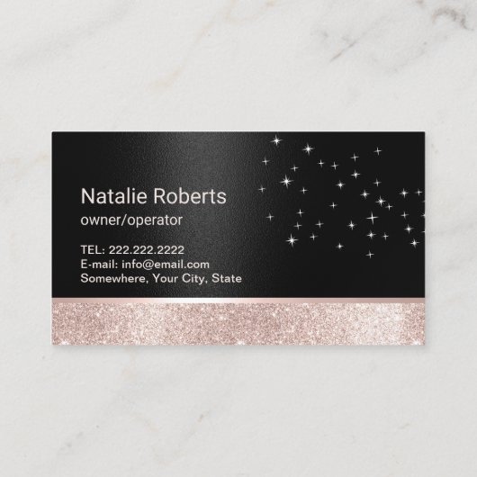 House Cleaning Modern Roos Gold Floral Spray Black Visitekaartje (Achterkant)