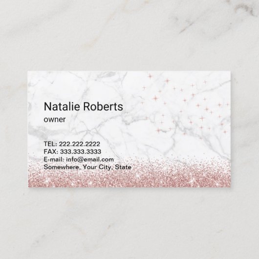 House Cleaning Modern Roos Gold Glitter Marble Visitekaartje (Achterkant)