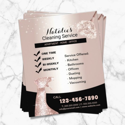 House Cleaning Modern Roos Gold Maid Service Flyer
