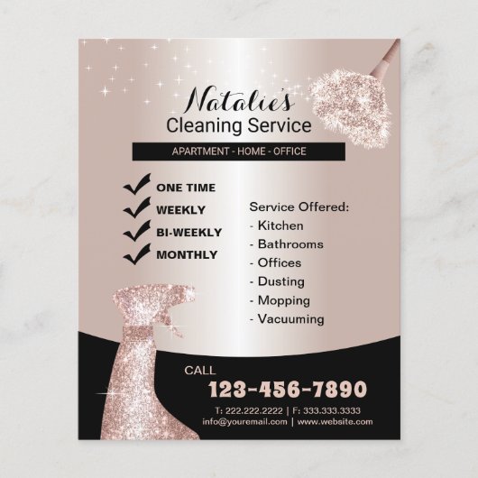 House Cleaning Modern Roos Gold Maid Service Flyer (Voorkant)