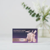 House Cleaning Paars & Roos Gold Professional Visitekaartje (Staand voorkant)