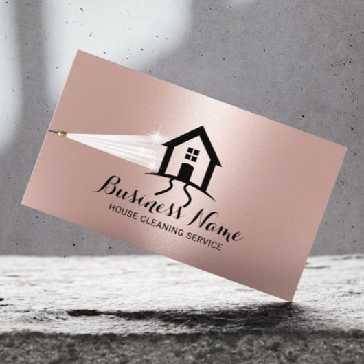 House Cleaning Power Wash House Logo Gold Visitekaartje