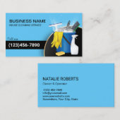 House Cleaning Professional Maid Service Blue Visitekaartje (Voorkant / Achterkant)