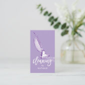 House Cleaning Retro Vacuum Cleaner Lavender Visitekaartje (Staand voorkant)