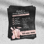House Cleaning Roos Gold Chalkboard Housekeeping Flyer<br><div class="desc">Home Cleaning Service Roos Gold & Chalkboard Housekeeping Flyers.</div>