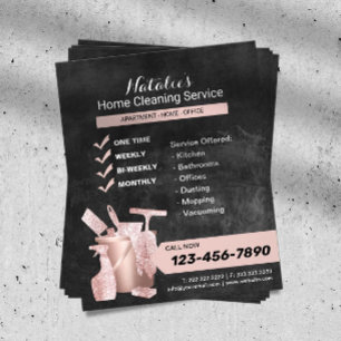 House Cleaning Roos Gold Chalkboard Housekeeping Flyer