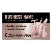 House Cleaning Roos Gold Glitter Housekeeping Magnetisch Visitekaartje (Voorkant)