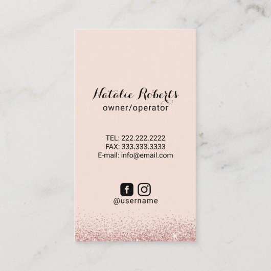 House Cleaning Roos Gold Glitter Housekeeping Visitekaartje (Achterkant)