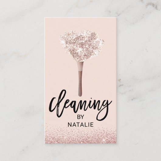 House Cleaning Roos Gold Glitter Housekeeping Visitekaartje (Voorkant)