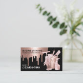 House Cleaning Roos Gold Glitter Maid Service Visitekaartje (Staand voorkant)